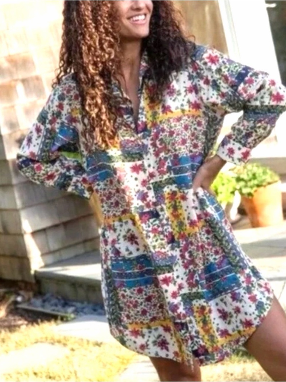 Natural Life Georgia
Shirt Dress, Patchwork Boho Minimalist
 Sz XS Oversized NWT